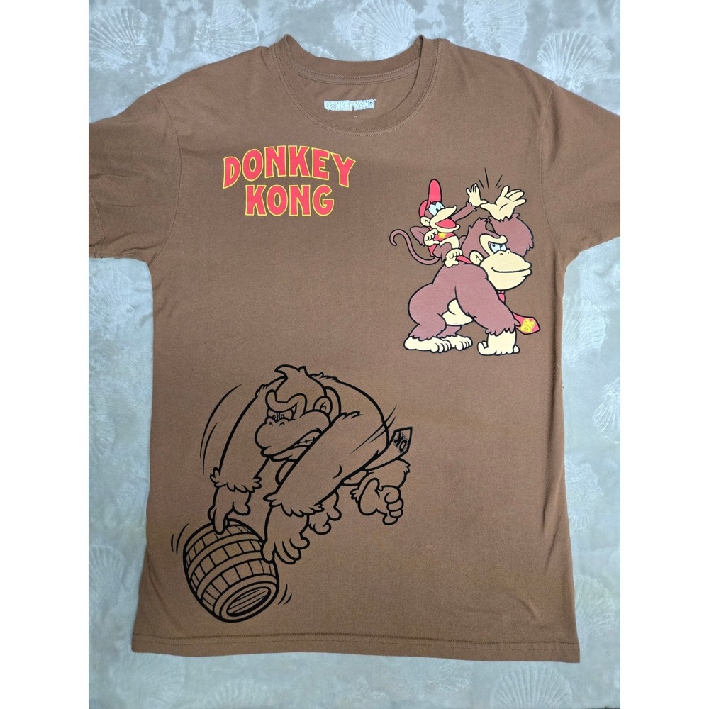 Nintendo Donkey Kong Diddy Kong Graphic T-Shirt Brown Mens Small